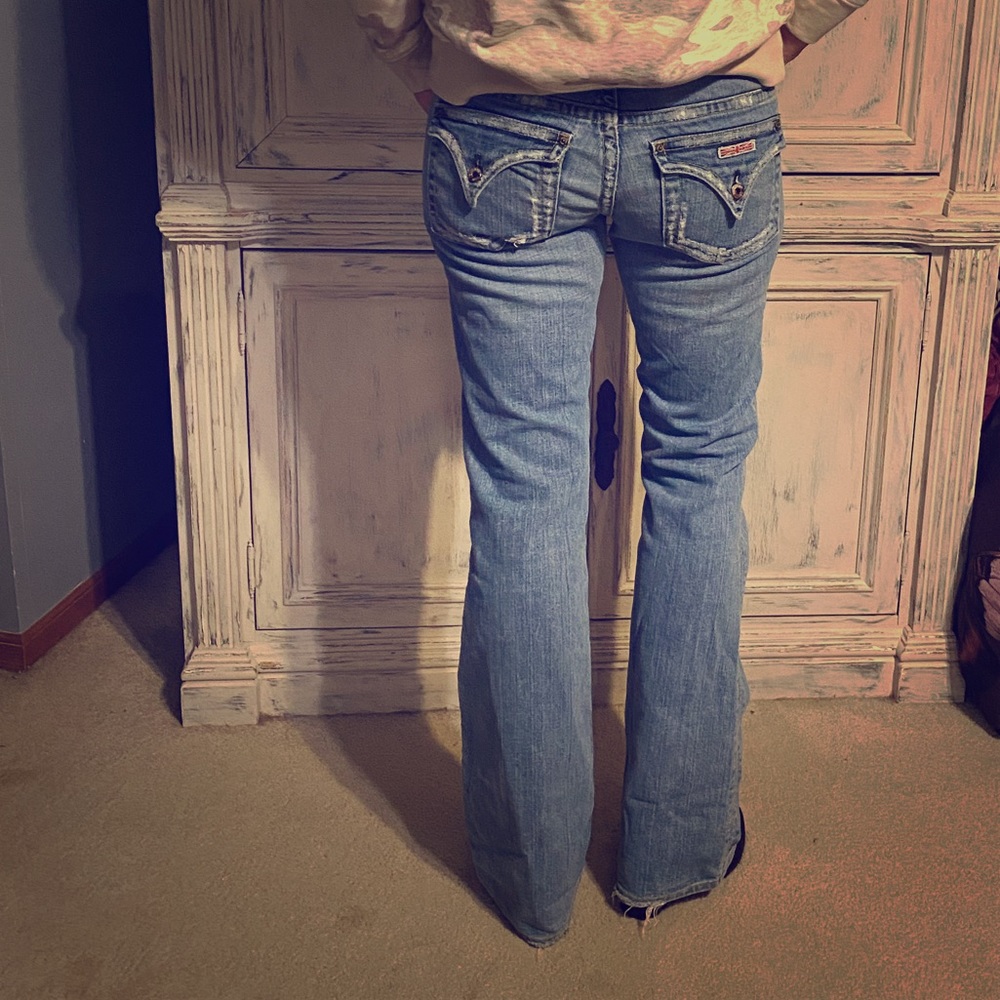 Hudson distressed flare jeans
